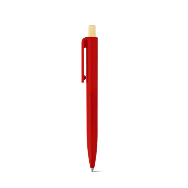 ZARA Recycled ABS (100% rABS) ballpoint pen with bamboo button Red