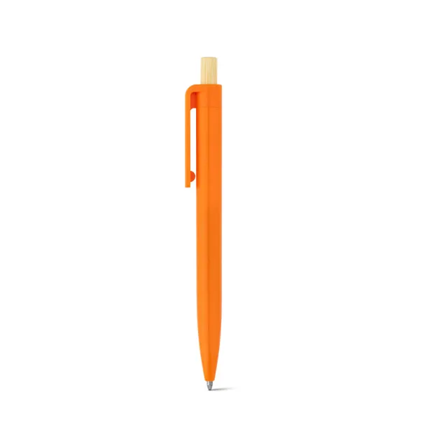 ZARA Recycled ABS (100% rABS) ballpoint pen with bamboo button Orange