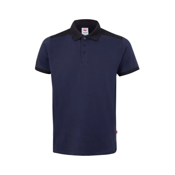 VL VELES Two-tone stretch piqué polo shirt (200g/m²) with short sleeves, in polyester (96%) and elastane (4%) Blue