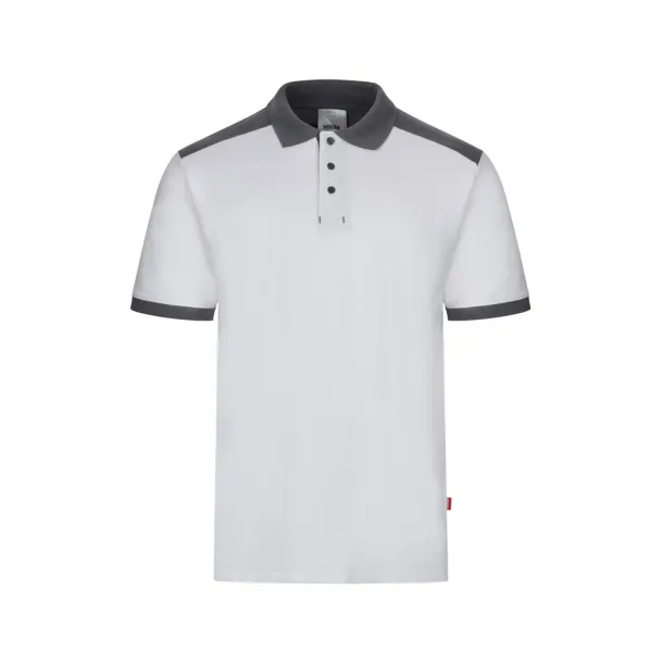 VL VELES Two-tone stretch piqué polo shirt (200g/m²) with short sleeves, in polyester (96%) and elastane (4%) White