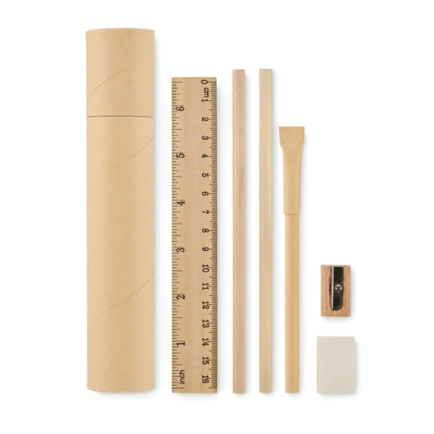 MEJU Paper tube stationery set Beige