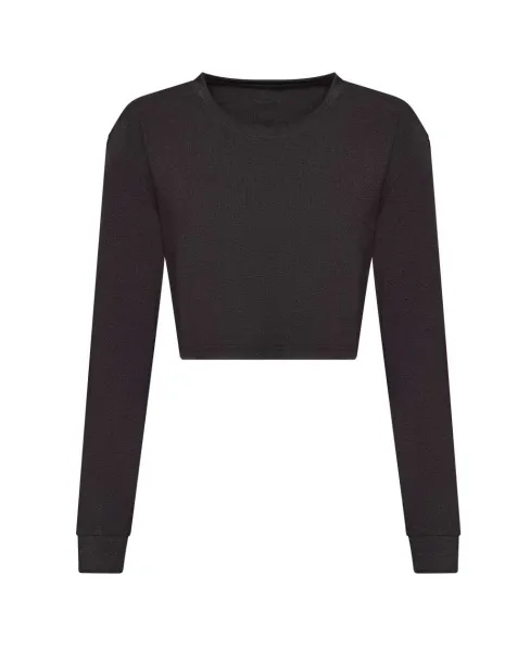  WOMEN'S L/S CROPPED T - Just Ts Heather Black