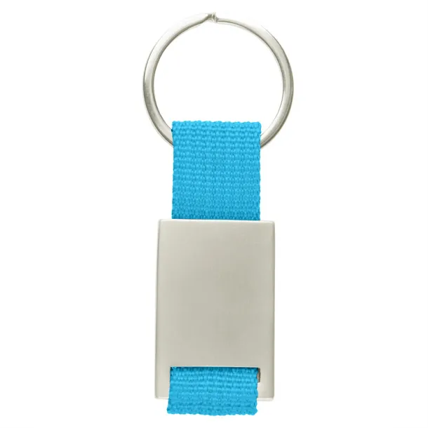  Keyring with metal badge light blue