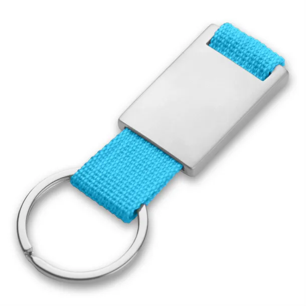  Keyring with metal badge light blue