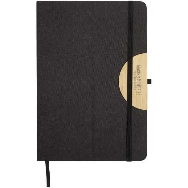 Laura A5 hard cover notebook and ballpoint pen gift set (black ink) Solid black