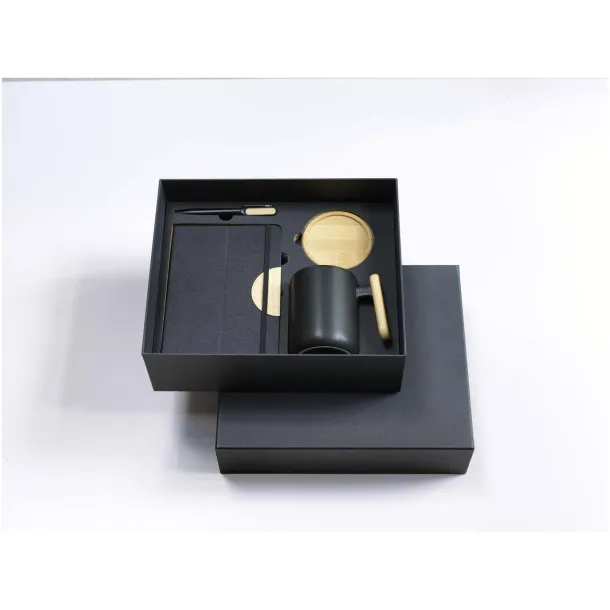 Laura A5 hard cover notebook and ballpoint pen gift set (black ink) Solid black