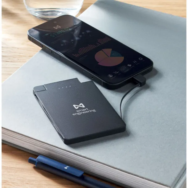 SLIMPO magnetna prijenosna baterija, 2 500 mAh Crna