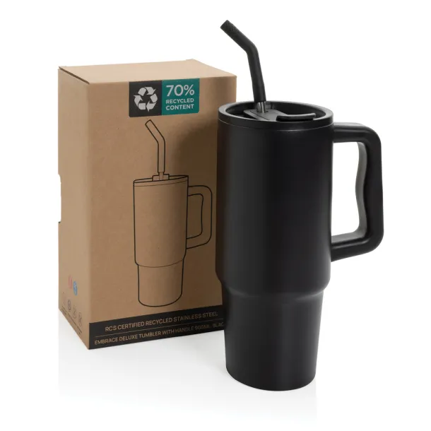 Embrace deluxe RCS recycled stainless steel tumbler 900ml - XD Collection Black 