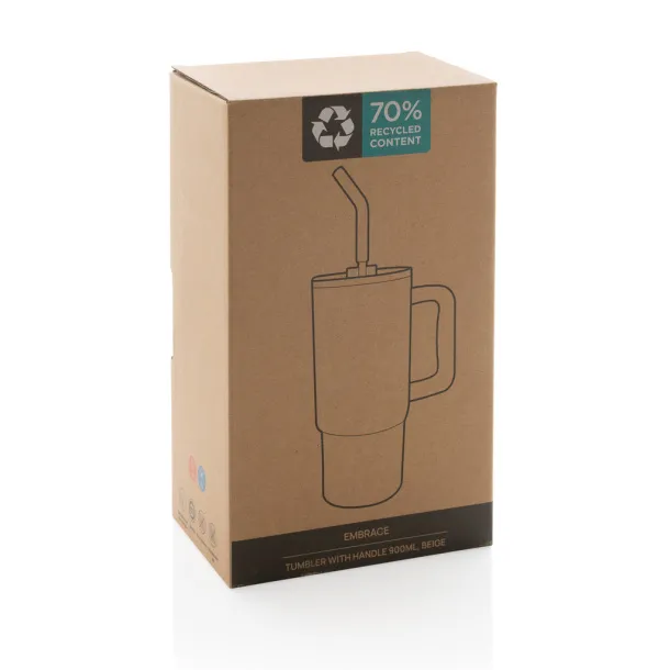 Embrace deluxe RCS recycled stainless steel tumbler 900ml - XD Collection beige 