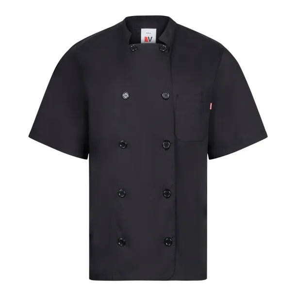 VL DURGA Short-sleeved poplin (110g/m²) kitchen jacket in cotton (35%) and polyester (65%) Black