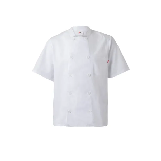 VL DURGA Short-sleeved poplin (110g/m²) kitchen jacket in cotton (35%) and polyester (65%) White