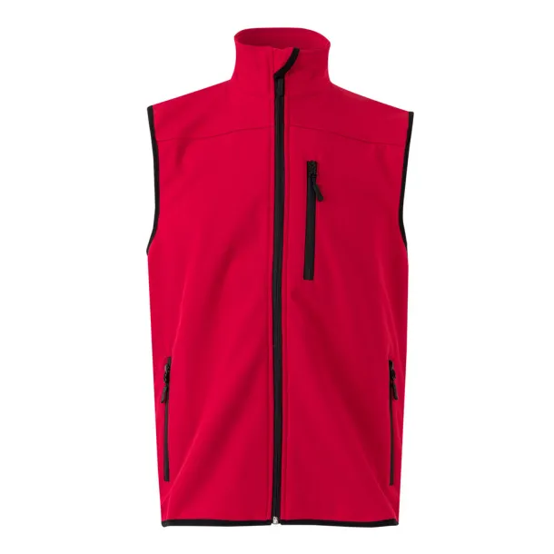 VL VARUNA Soft shell vest (280g/m²), with polar lining, in polyester (94%) and elastane (6%) Red