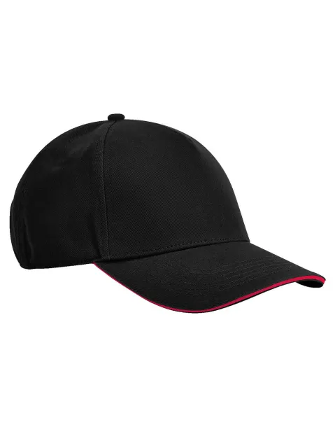 EarthAware® Clas. Org. Cotton 5 Panel Sandwich Peak - Beechfield Black Klasična crvena