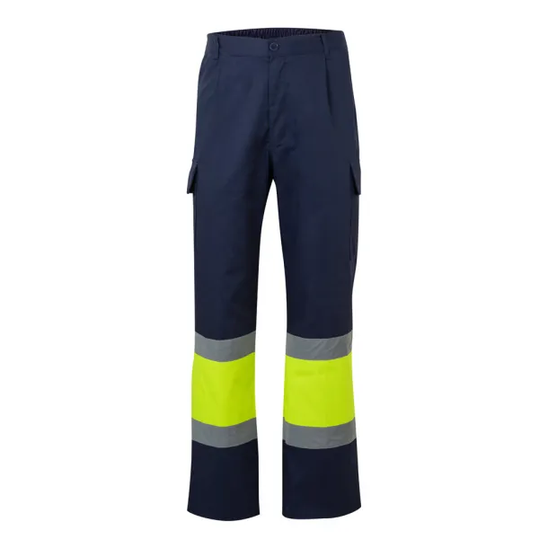 VL ARTEMIS Two-tone trousers, in twill (190g/m²), cotton (20%) and polyester (80%) Navy Blue Yellow