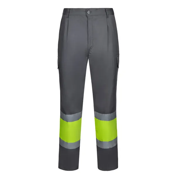 VL ARTEMIS Two-tone trousers, in twill (190g/m²), cotton (20%) and polyester (80%) Grey Yellow