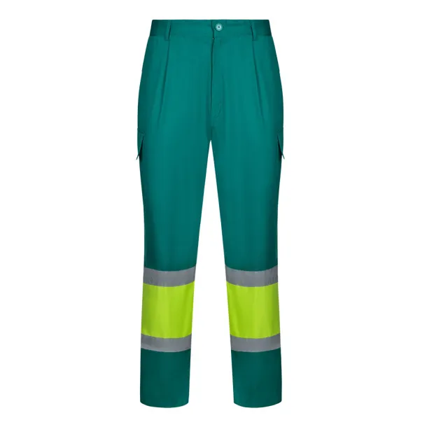 VL ARTEMIS Two-tone trousers, in twill (190g/m²), cotton (20%) and polyester (80%) Green Yellow