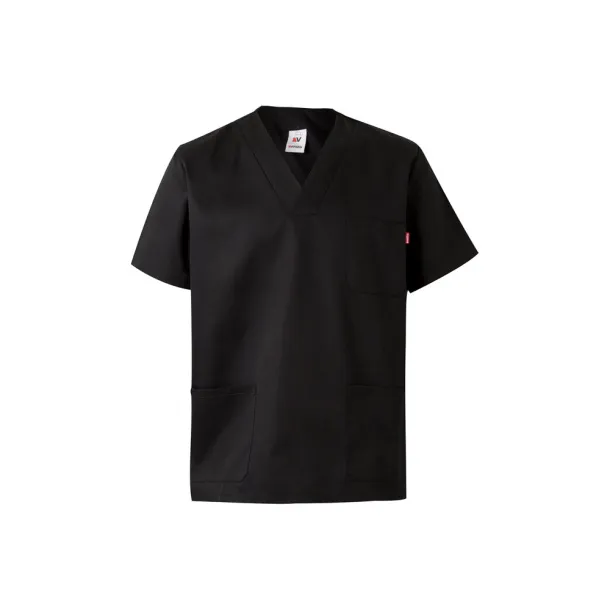 VL ILLAPA Twill tunic (190g/m²) with short sleeves, in polyester (65%) and cotton (35%) Black