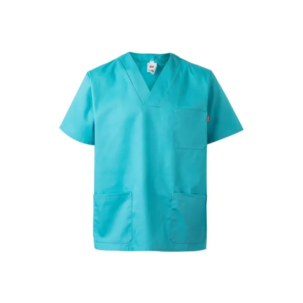 VL ILLAPA Twill tunic (190g/m²) with short sleeves, in polyester (65%) and cotton (35%) Turquoise blue