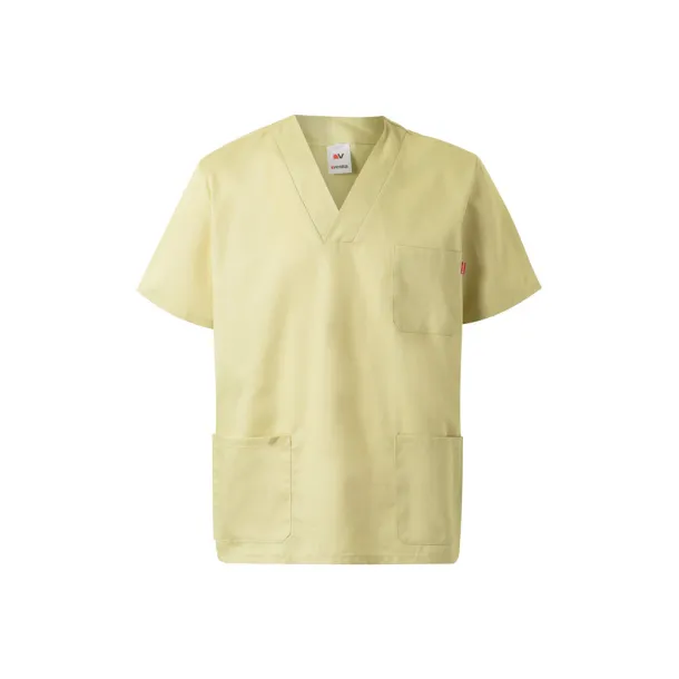 VL ILLAPA Twill tunic (190g/m²) with short sleeves, in polyester (65%) and cotton (35%) Pastel yellow