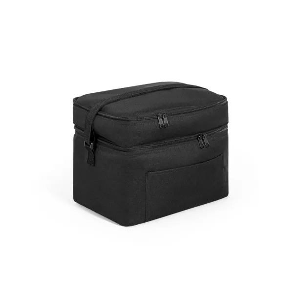 CANCUN LARGE Thermal bag in 600D, recycled polyester, with adjustable webbing strap Black