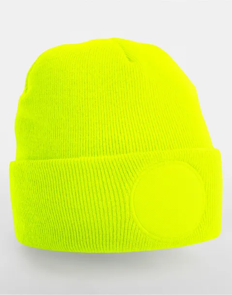  Circular Patch Beanie - Beechfield Fluorescent Yellow