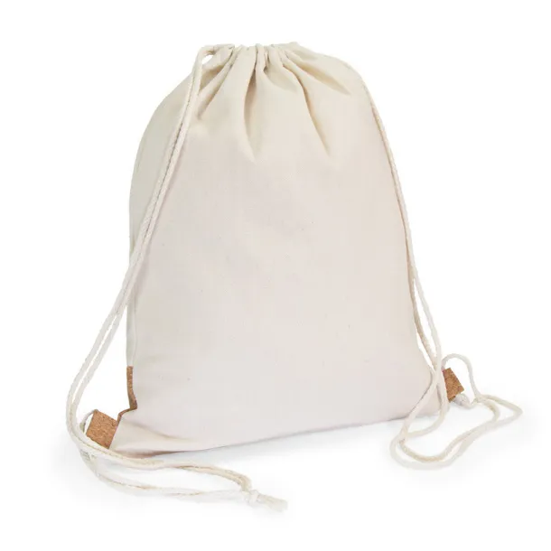 Rontay Cotton drawstring bag with cork element beige