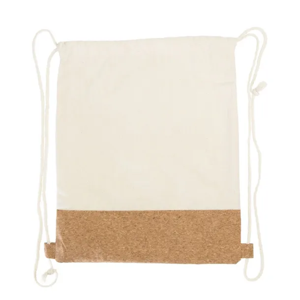 Rontay Cotton drawstring bag with cork element beige