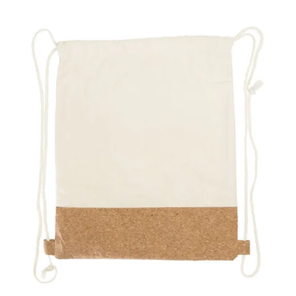 Rontay Cotton drawstring bag with cork element beige