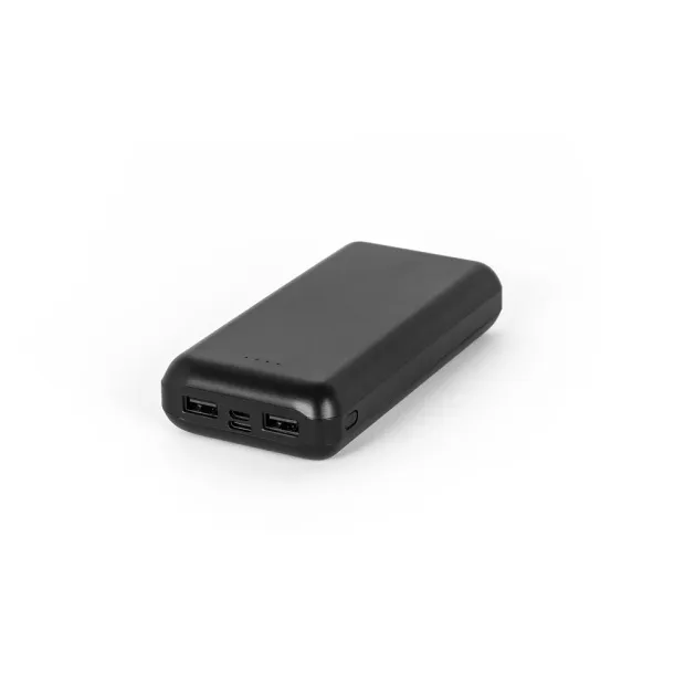 LEAKEY 20 Prijenosna baterija od recikliranog ABS-a, 20 000 mAh Crna