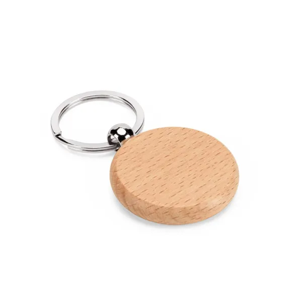 STEWIE ROUND Round keyring in beech wood Natural