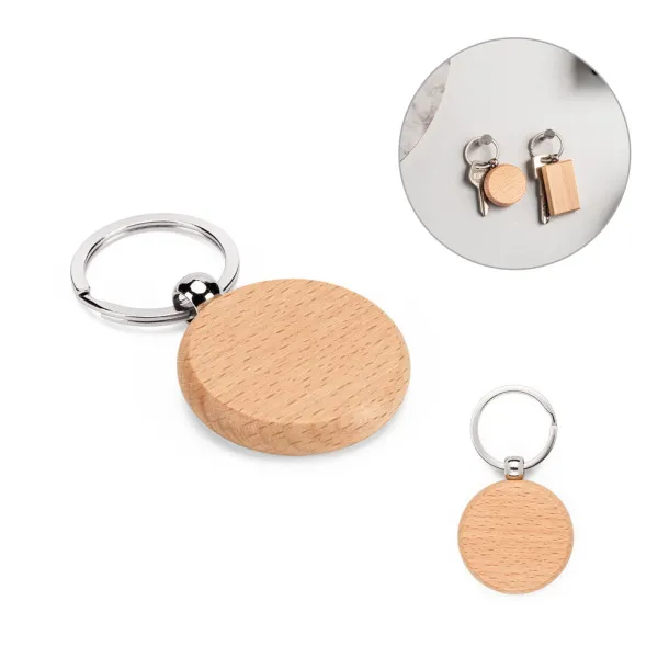 STEWIE ROUND Round keyring in beech wood