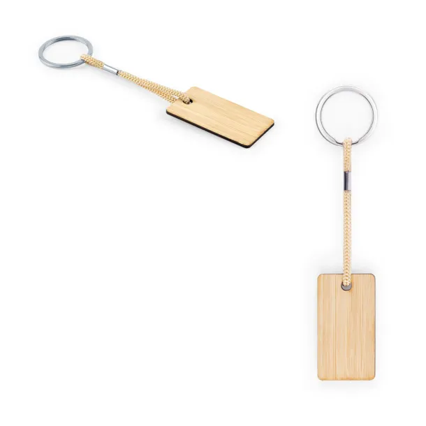 HOPPS Rectangular bamboo keyring with PET cord