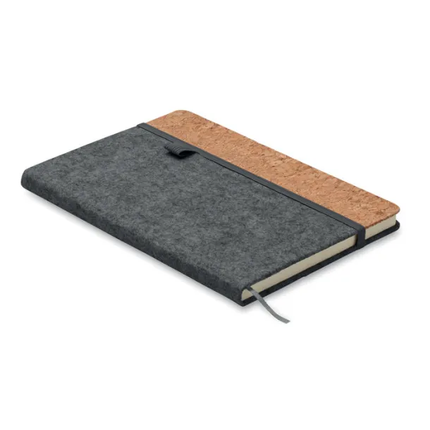 CORKBOOK A5 notes od RPET filca i pluta stone grey