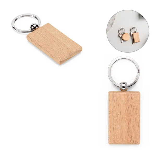 STEWIE Rectangular keyring in beech wood