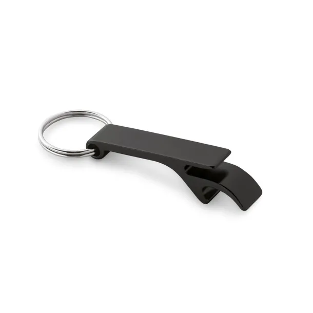 RE-BAITT Recycled aluminium (100% rAL) keyring with capsule opener Black