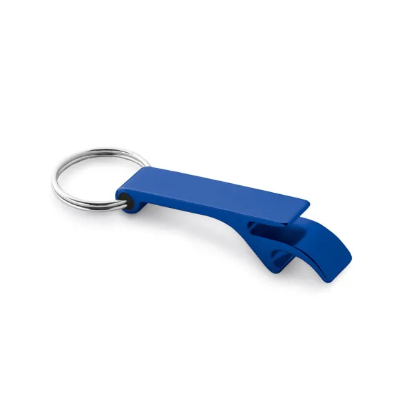 RE-BAITT Recycled aluminium (100% rAL) keyring with capsule opener Royal blue