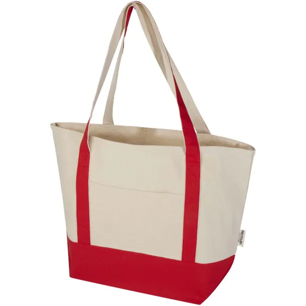 Sam 320 g/m² GRS recycled cotton tote bag - Unbranded Red Natural