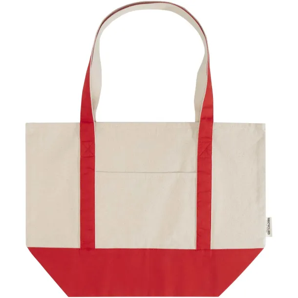 Sam 320 g/m² GRS recycled cotton tote bag - Unbranded Red Natural