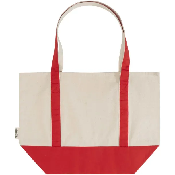 Sam 320 g/m² GRS recycled cotton tote bag - Unbranded Red Natural