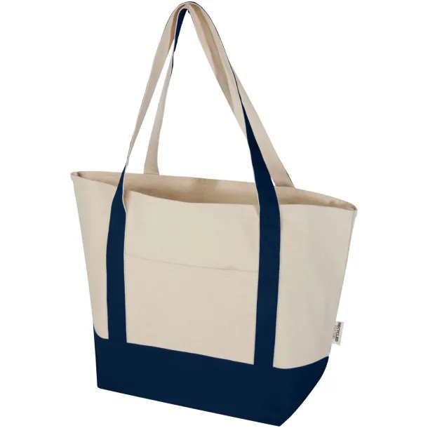 Sam 320 g/m² GRS recycled cotton tote bag - Unbranded Navy Blue Natural