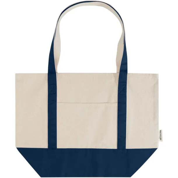 Sam 320 g/m² GRS recycled cotton tote bag - Unbranded Navy Blue Natural