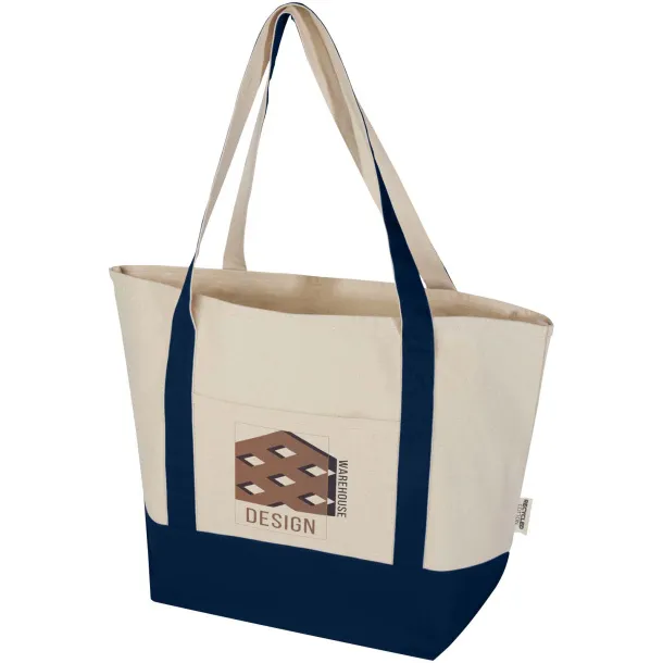 Sam 320 g/m² GRS recycled cotton tote bag - Unbranded Navy Blue Natural