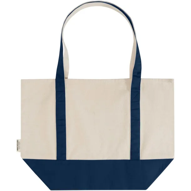 Sam 320 g/m² GRS recycled cotton tote bag - Unbranded Navy Blue Natural