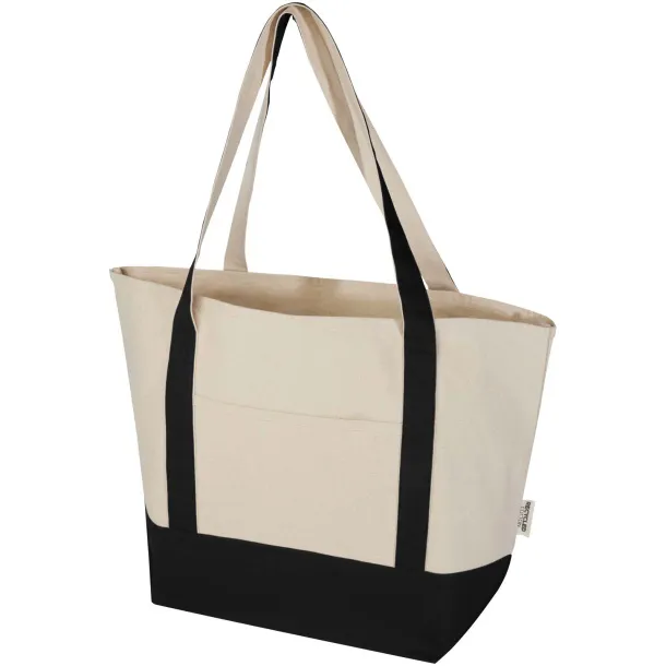 Sam 320 g/m² GRS recycled cotton tote bag - Unbranded Solid black Natural