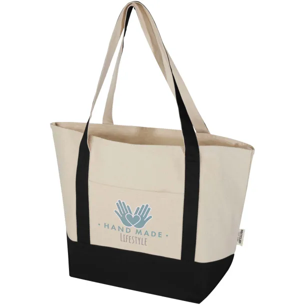 Sam 320 g/m² GRS recycled cotton tote bag Crna Natural