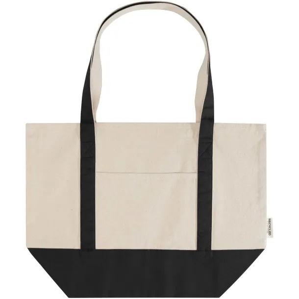 Sam 320 g/m² GRS recycled cotton tote bag - Unbranded Solid black Natural