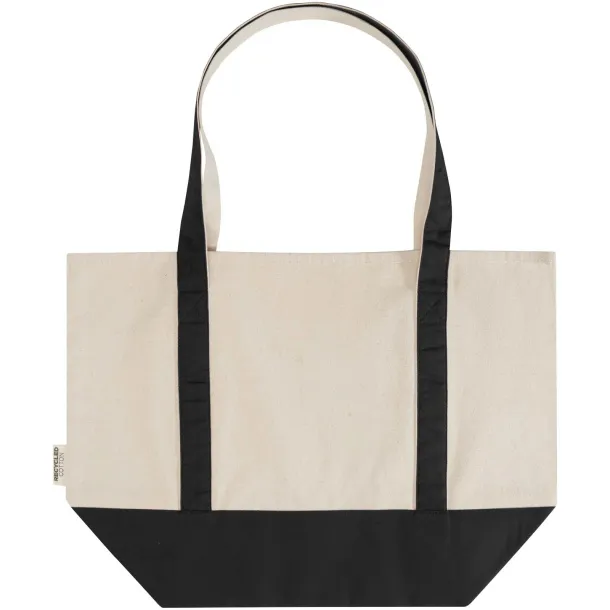 Sam 320 g/m² GRS recycled cotton tote bag - Unbranded Solid black Natural