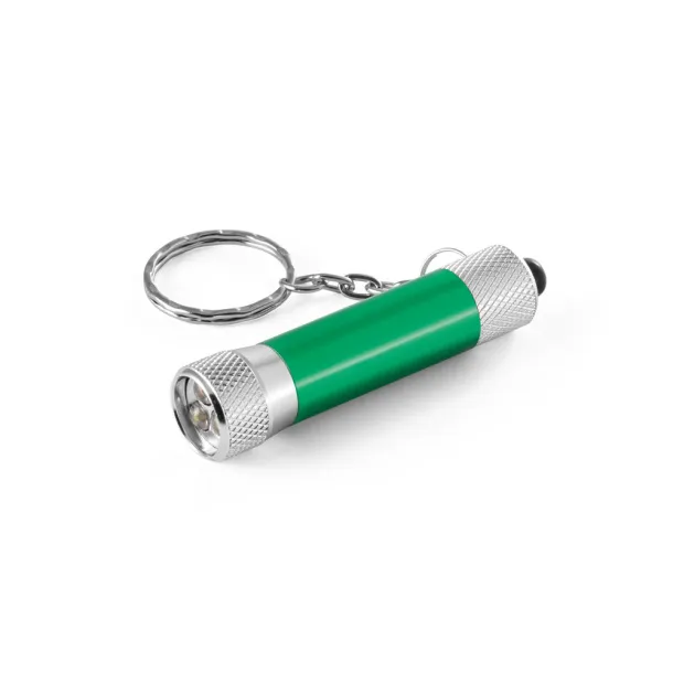 RE-LERGAN Aluminium keyring (92% recycled) with 3-light LED torch Green