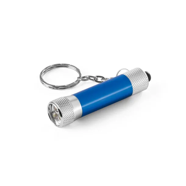 RE-LERGAN Aluminium keyring (92% recycled) with 3-light LED torch Royal blue