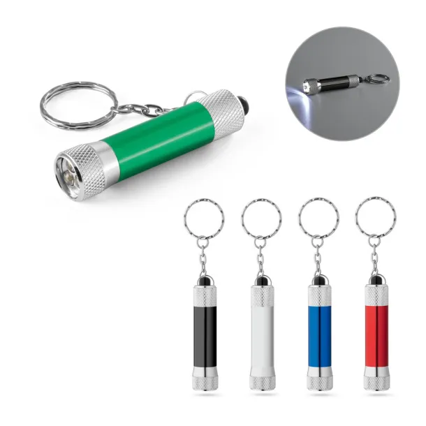 RE-LERGAN Aluminium keyring (92% recycled) with 3-light LED torch